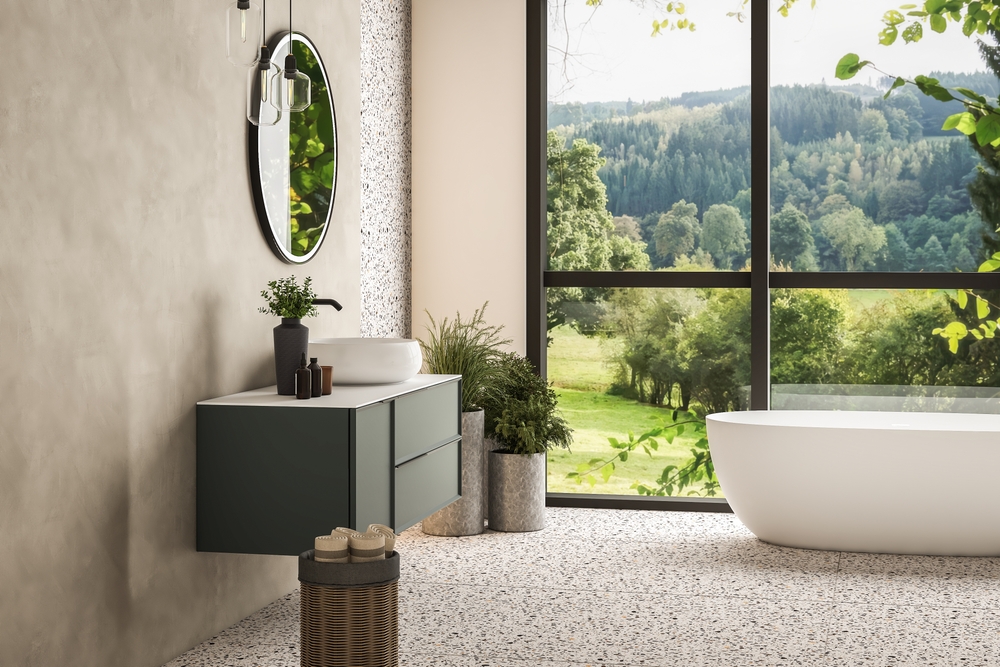 modern,minimalist,bathroom,interior,green,bathroom,cabinet,,white,sink,,wooden,vanity,